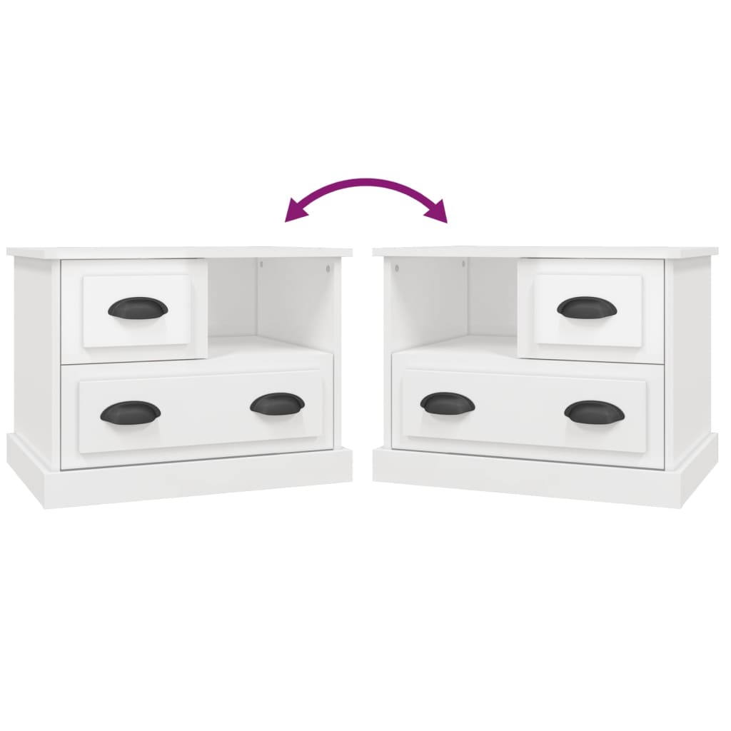 Nightstand High Gloss White 60 x 39 x 45 cm