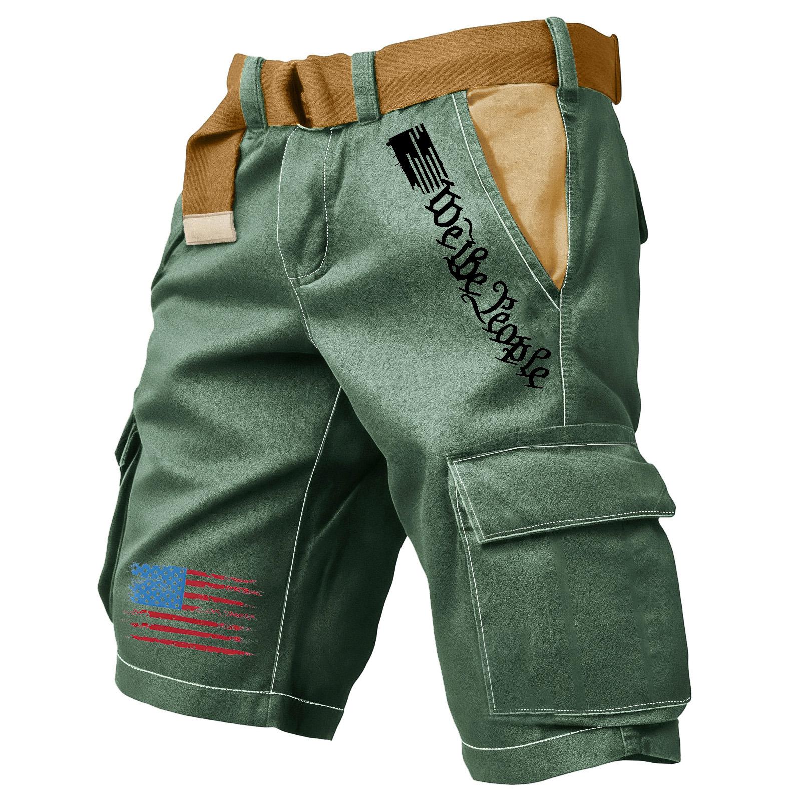 

Мужские повседневные спортивные рабочие брюки с множеством карманов Модные мужские брюки с принтом флага и букв L