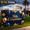 2D Navy Blue Gold Feliz Cumpleaños Backdrop Adult Birthday Photo Booth
