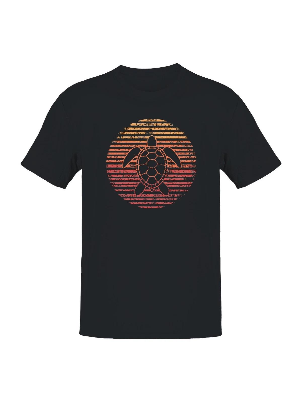 Vintage Retro Turtle Sunset Art Men s T-shirt L