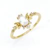 Anillos De Plata Anel De Ouro Puro 925 Sterling Silver 14K Gold Plated Gemstone Zircon Water Drop Opal Moon Ring