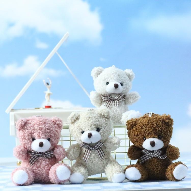 Cute Cartoon Bear Plush Keychain Soft Stuffed Animal Keyring For Bag And Key Decor