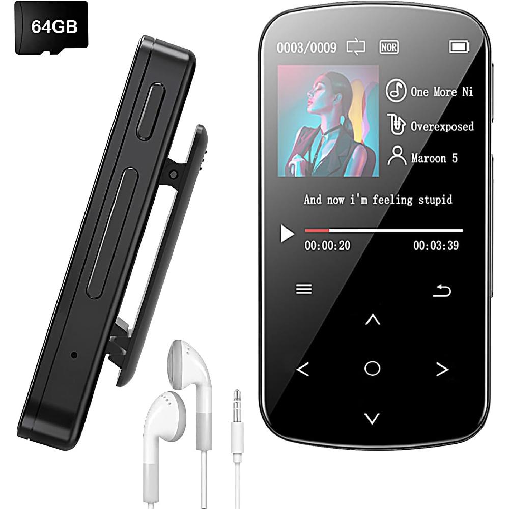 Lecteur MP3 64 Go écran Tactile 5 Pouces - Bluetooth 5.0, WiFi, Radio FM, Appareil Photo