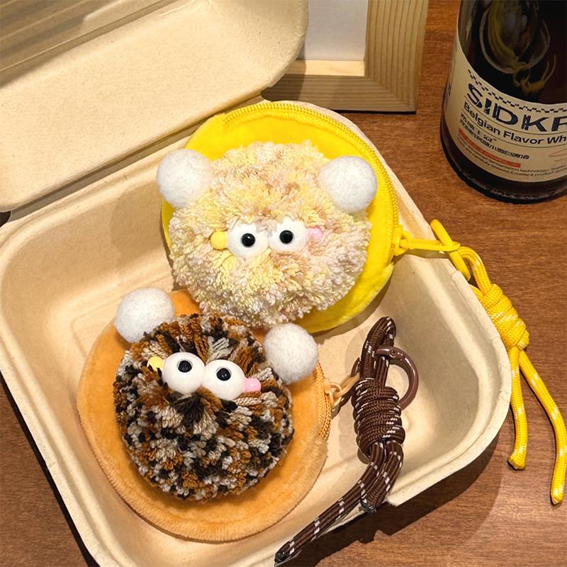 Creative Cute Fur Ball Coin Purse Cartoon Plush Doll Earphone Bag Key Pendant Backpack Hanging Decoration Couple Gifts