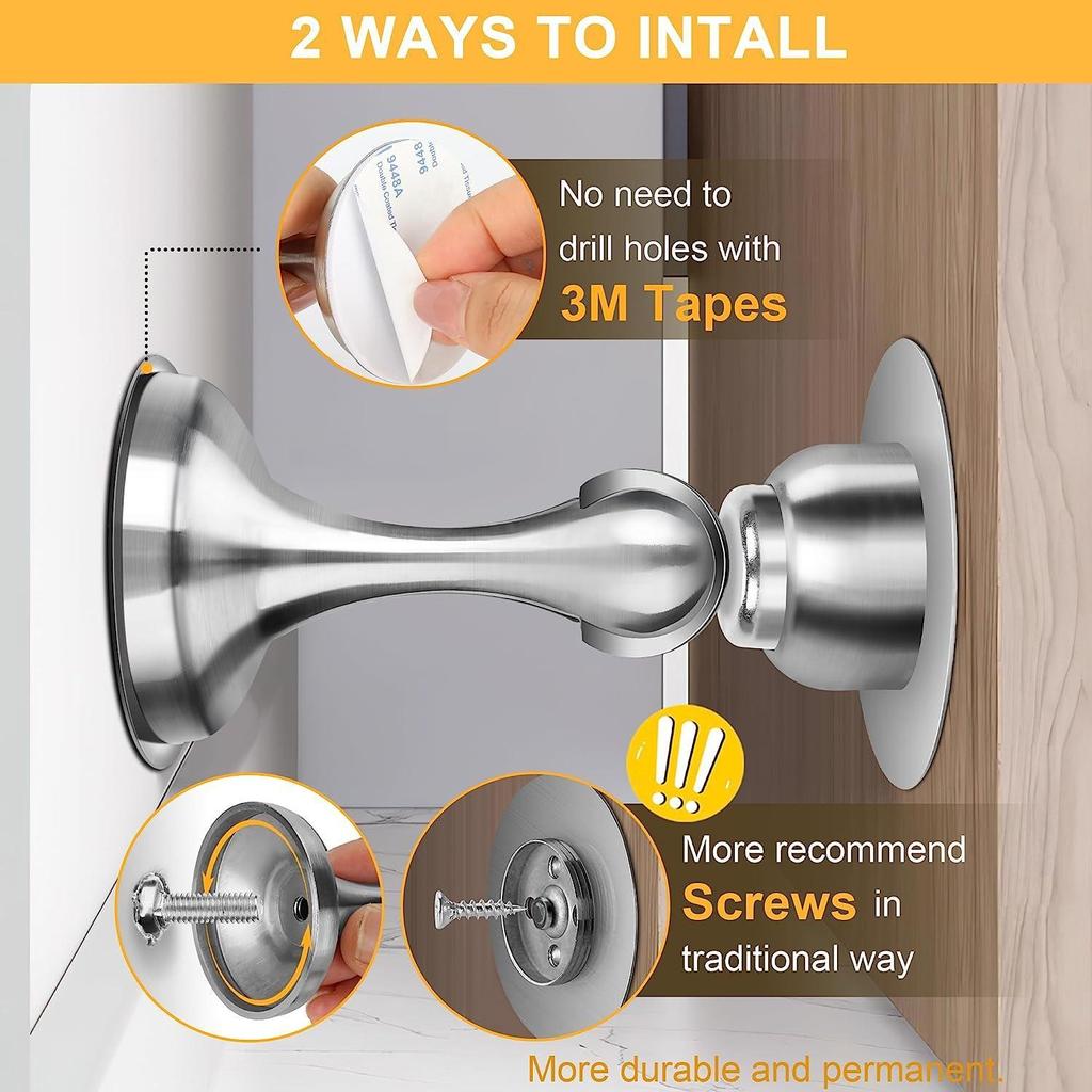 1PCS Magnetic Door Stop Stainless Steel Nail-free Door Stopper Door Catch Door Holder for Wall Protector