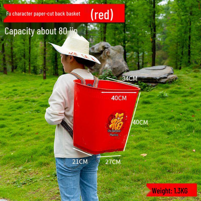 Extra velký dvojitý ramenní košík s víkem v imitaci bambusové vazby pro nákupy a zemědělství