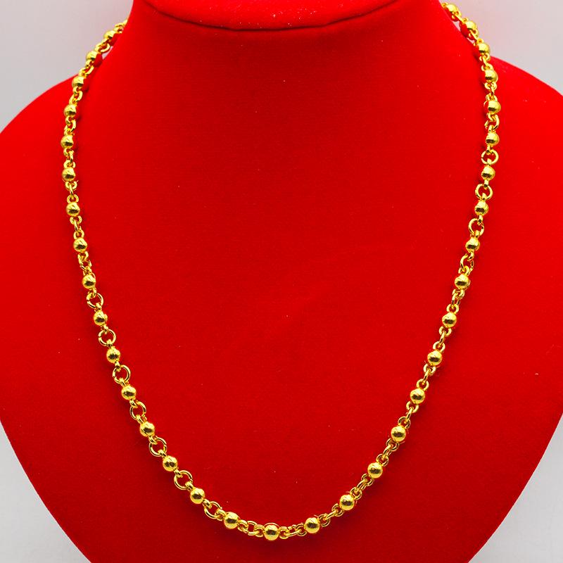 18K Gold Plated Men's Prayer Bead Necklace - Solid Round Gold Chain, Elegant and Simple Gift