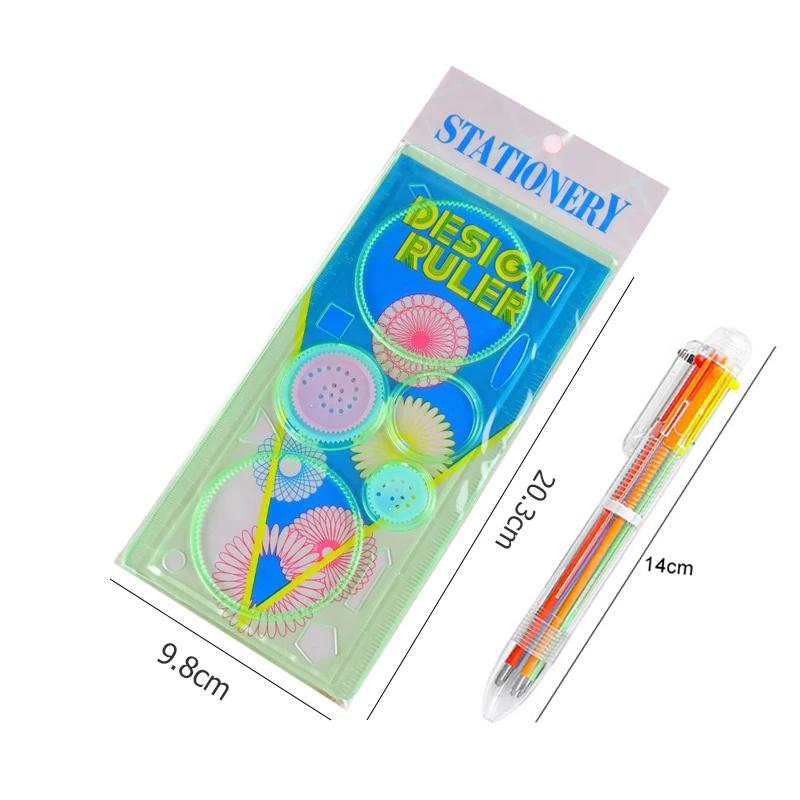 Spirograph Drawing Tools Set with Ballpoint Pen DIY Template Mathematical Roulette Drawing School Supplies Geometric Ruler TMZ