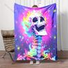 Multisize Neon Skull Art Blanket Warm Soft Fluffy Kids Adult Luxury Gifts for Sofa Bed Home Outdoor Travel Camping Blanket