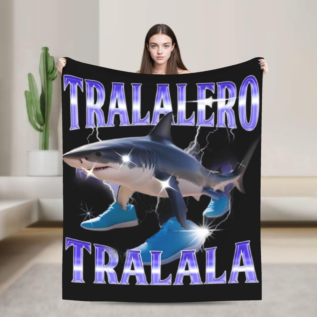 Bombardiro Crocodilo Tralalero Tralala  Blankets Italian Brainrot  Flannel Soft Throw Blanket for Home Restaurant Textile Decor
