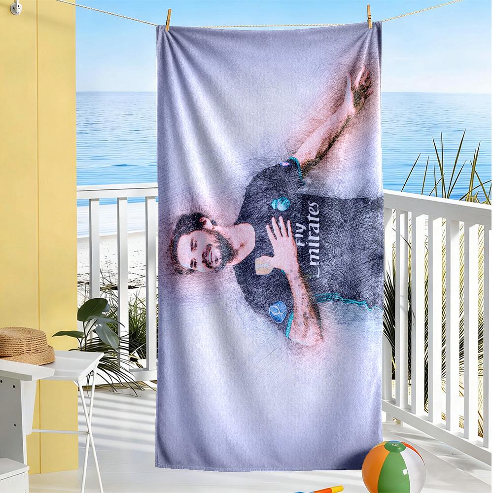 Soccer Player Action Beach Towel Quick-Dry Soft Microfiber Comfortable Lightweight Portable for Swimming,Beach,Camping, Travel, Beach Accessories,Gym