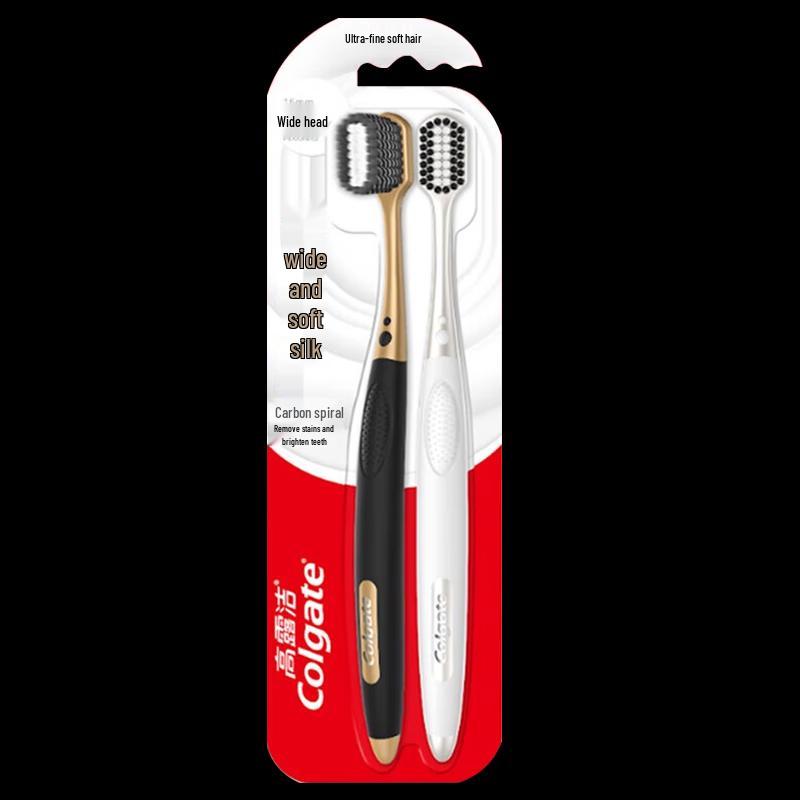 Colgate Зубная щетка с широкой головкой и мягкой щетиной Charcoal Swirl, 2 шт.