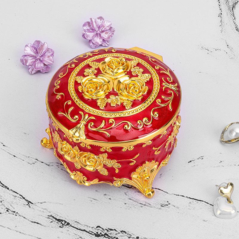 European Retro Luxury Princess Enamel Jewelry Box - Exquisite Metal Necklace Storage Box