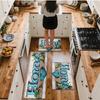 Spring Floral Series Kitchen Floor Mats - Dirt-Resistant, Wear-Resistant, Easy-to-Clean, Three-Piece Set