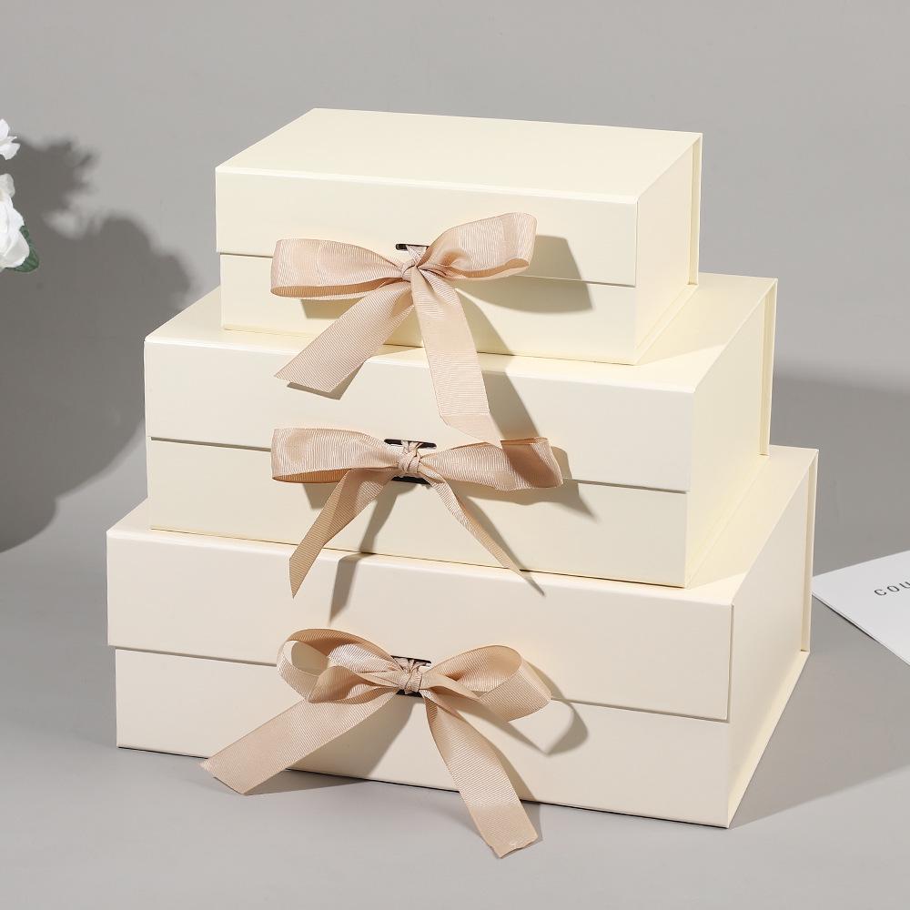 Elegant Magnetic Closure Foldable Gift Box with Bow - High-End Festival Packaging