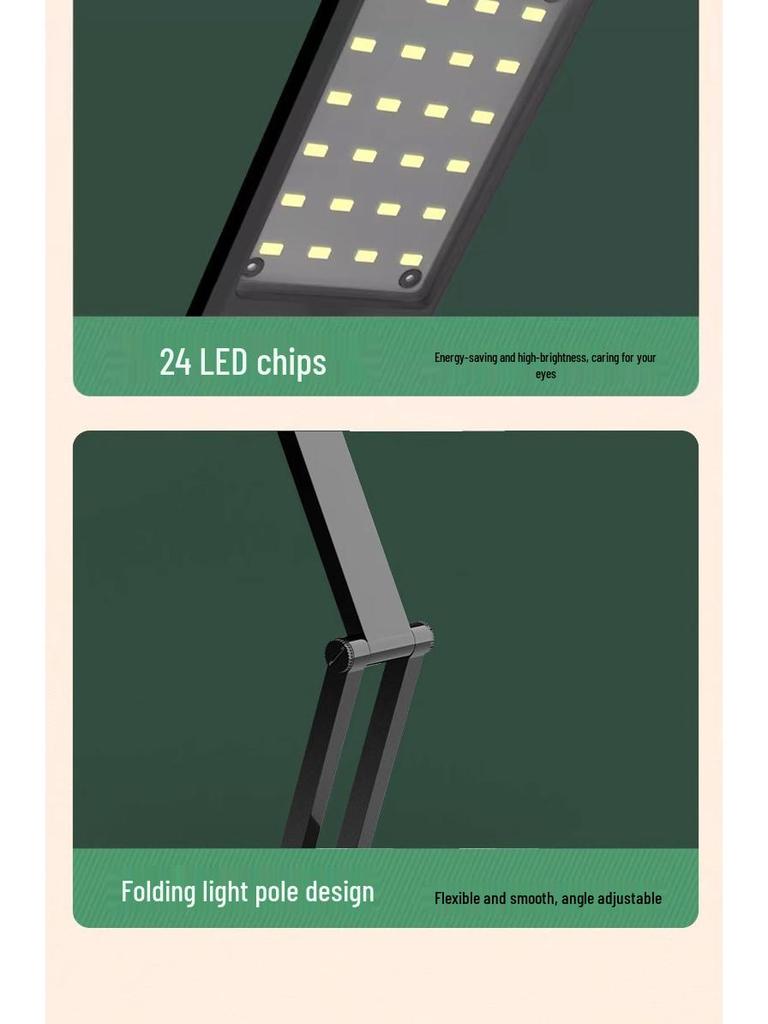 Jiuliang LED Solar Charging Desk Lamp 666T - Foldable Eye Protection Reading Light for Students