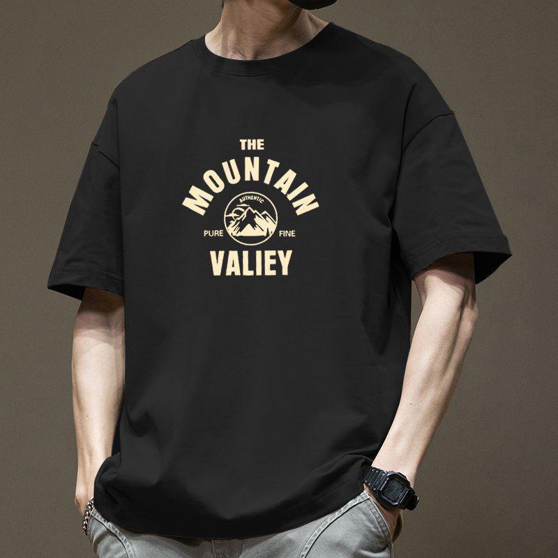 

Мужская летняя футболка из чистого хлопка, плотная, простого стиля, с принтом в виде букв, логотипом, повседневная, универсальная, с коротким рукавом 3XL чёрный