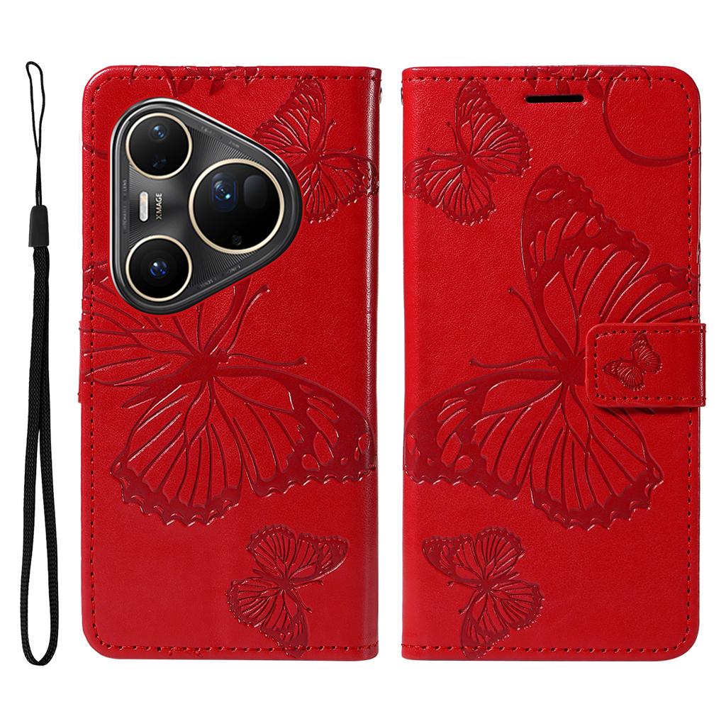 For Huawei Pura 80 Ultra Wallet Case Floral Butterfly Imprint Leather Phone Cover Stand