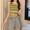 Hollow Flower Embroidery Knitted Crochet Camisole Summer Women's Retro Ethnic Design Tassel Short Top