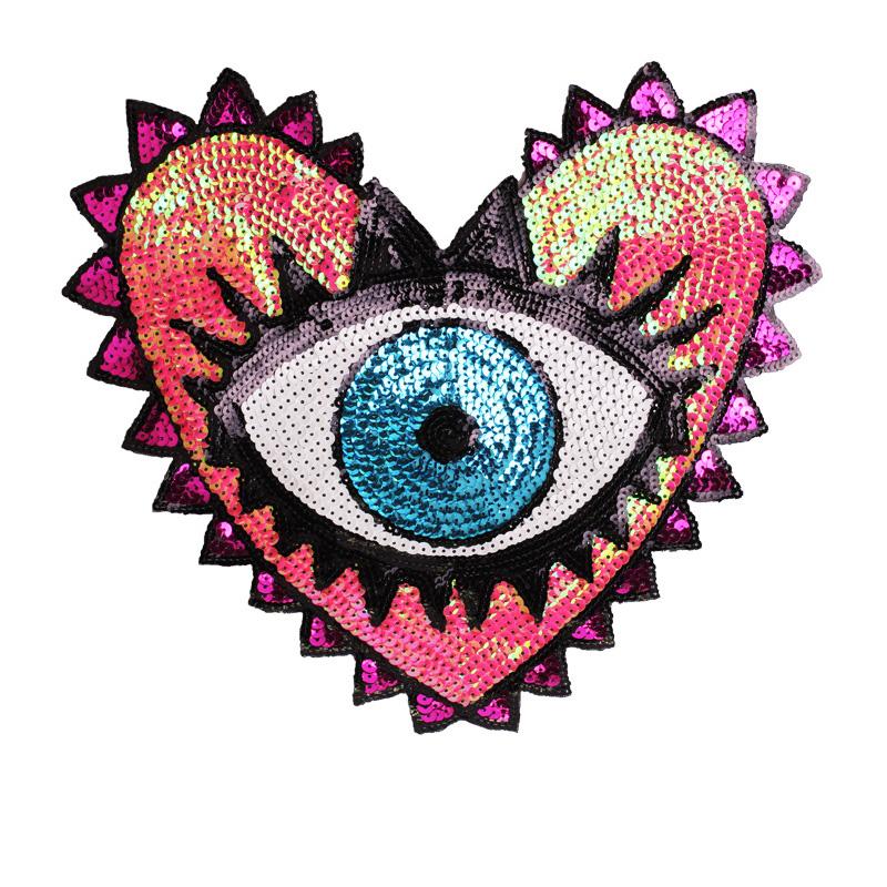

1 шт. Большие глаза, большие аппликации, красочные блестящие нашивки, сделай сам, вышивка на заказ на одежде, в форме сердца