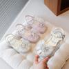 Summer new girls sandals fashion bow bag head beach shoes little girl show bright diamond princess shoes