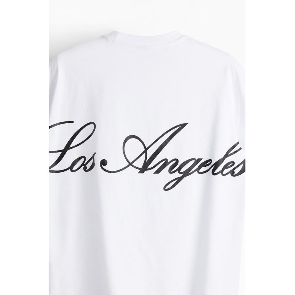 H M Loose FiT PrinTed T sHirT wHiTe Los Angeles