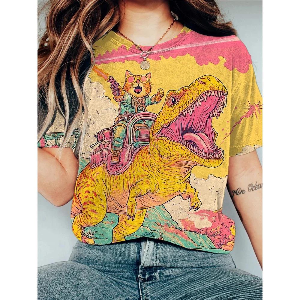 Women's Funny Animal Printed T Shirt Short Sleeve Tees Tops 3D Print O-Neck T-Shirts Summer Casual Women's Clothing Apparel