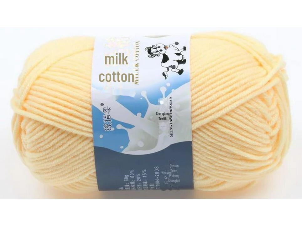 5-Strand Milk Cotton Baby Wool Hat & Scarf Hand-Woven Medium-Thick Yarn Set