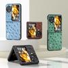 ABEEL For Oppo Find N3 Flip 5G Anti-Scratch Protective Cover Genuine Cow Leather+PC Ostrich Texture Phone Case