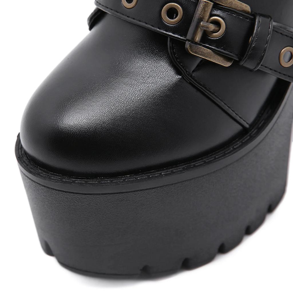 Sexy Rivet Black Ankle Boots Women Platform Soft Leather Autumn Winter Ladies Boots With Zipper Ultra High Heels Shoes