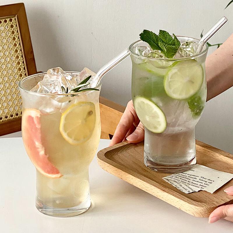 Wide Mouth Glass Tumbler with Glass Straw (10-Pack)