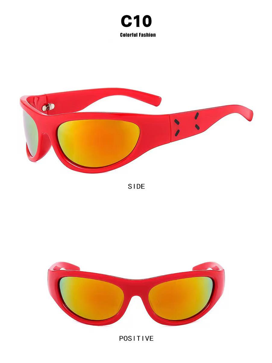 

Ретро киберпанк солнцезащитные очки «кошачий глаз» для женщин - Высококлассные унисекс очки, стройнящие лицо, для езды на велосипеде на открытом воздухе. 65-17-145