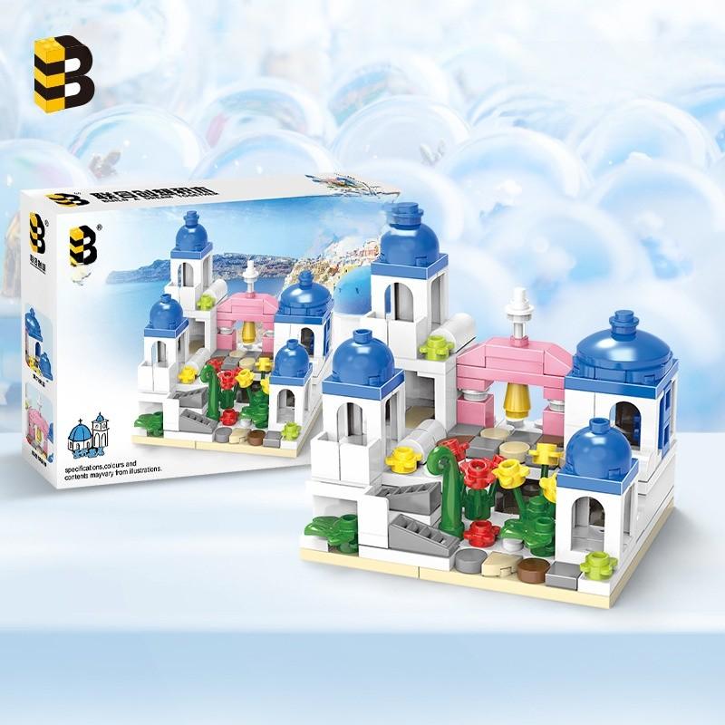 Plastic Assembling Kids Building Blocks For Santorini Castle Toys Educational