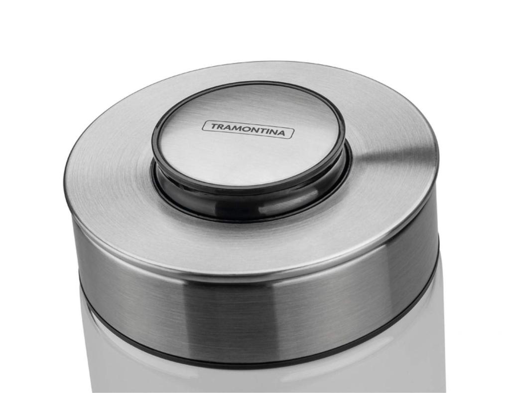 TRAMONTINA Prezza Glass Storage Container with Airtight Closure and Stainless Steel Lid for and More 1.8L Heat-Resistant (Canister) One-Touch Pasta,