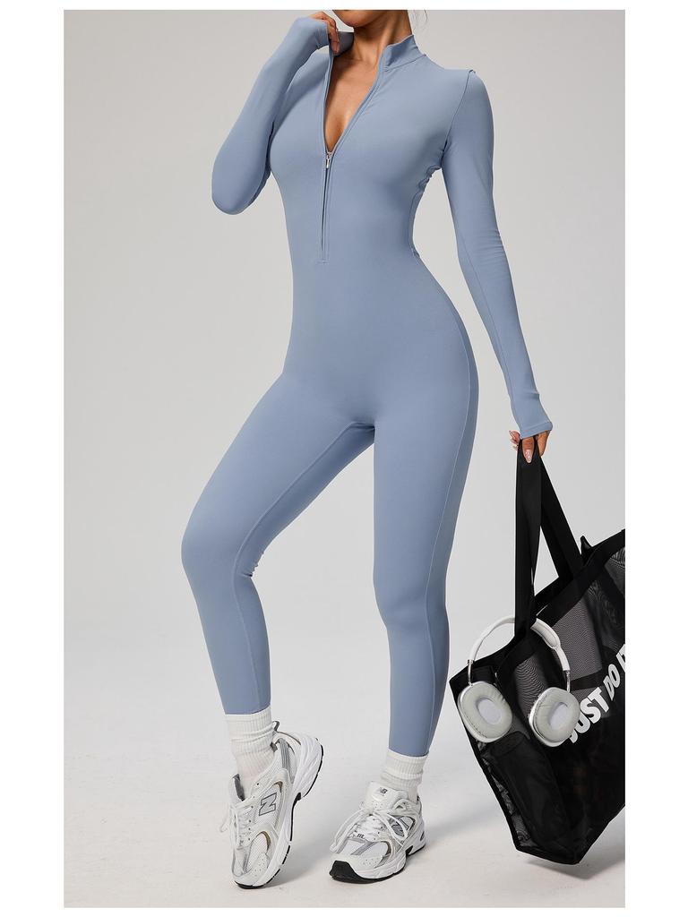 Manyi Zipper Nude Long Sleeve Yoga & Fitness Jumpsuit 8306