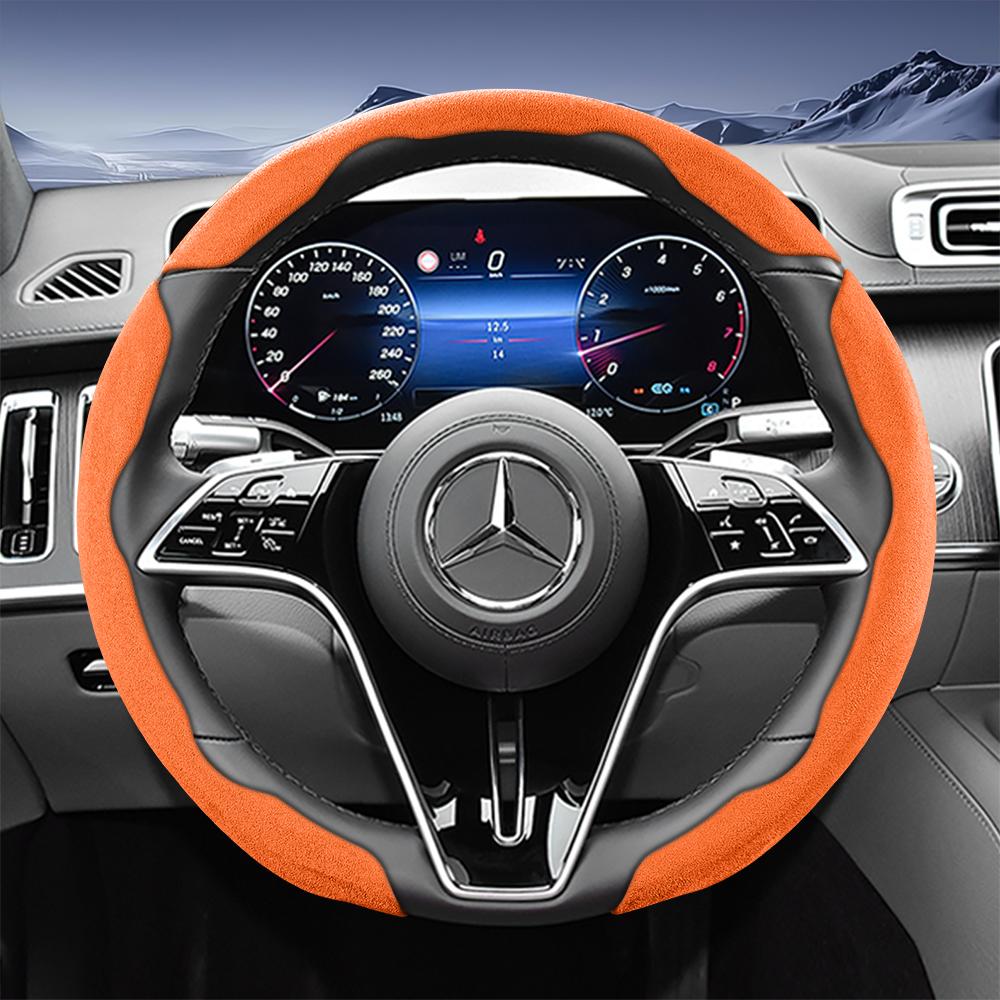 Suitable for Mercedes-Benz Sports Suede Steering Wheel Covers with Split Snap-On Design for V G S a E C Class Gle Glc Gla Glb Cls Cla Eqb Eqe Eqs Amg 