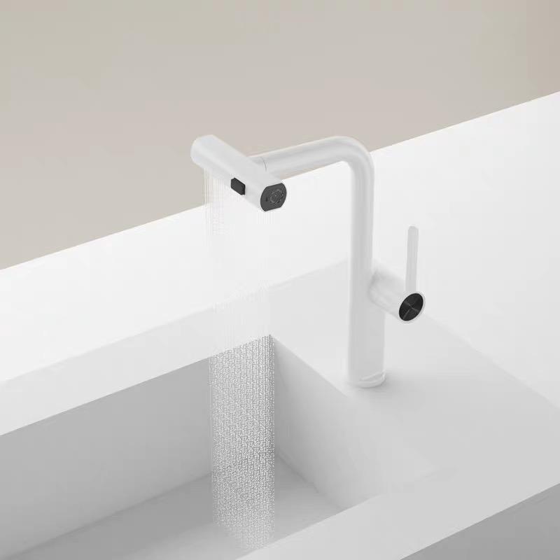 White/Black Brass Waterfall Pull Kitchen Faucet Rain Hot And Cold Mixed Water Sink Faucet Retractable Sprayer Sink Tap Crane