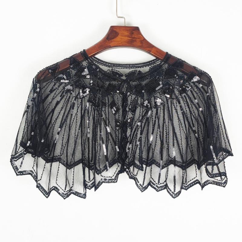 Damen Sommer Pailletten Mesh Schal - Aushöhlen Perlenmode Europäisch Amerikanisch Schulterwickel Sonnenschutz Strickjacke Weste