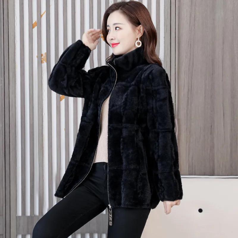 

Осенне-зимние женские куртки Модное пальто из искусственного норкового бархата Женское Свободное Теплое Вязаное Пальто-кардиган L