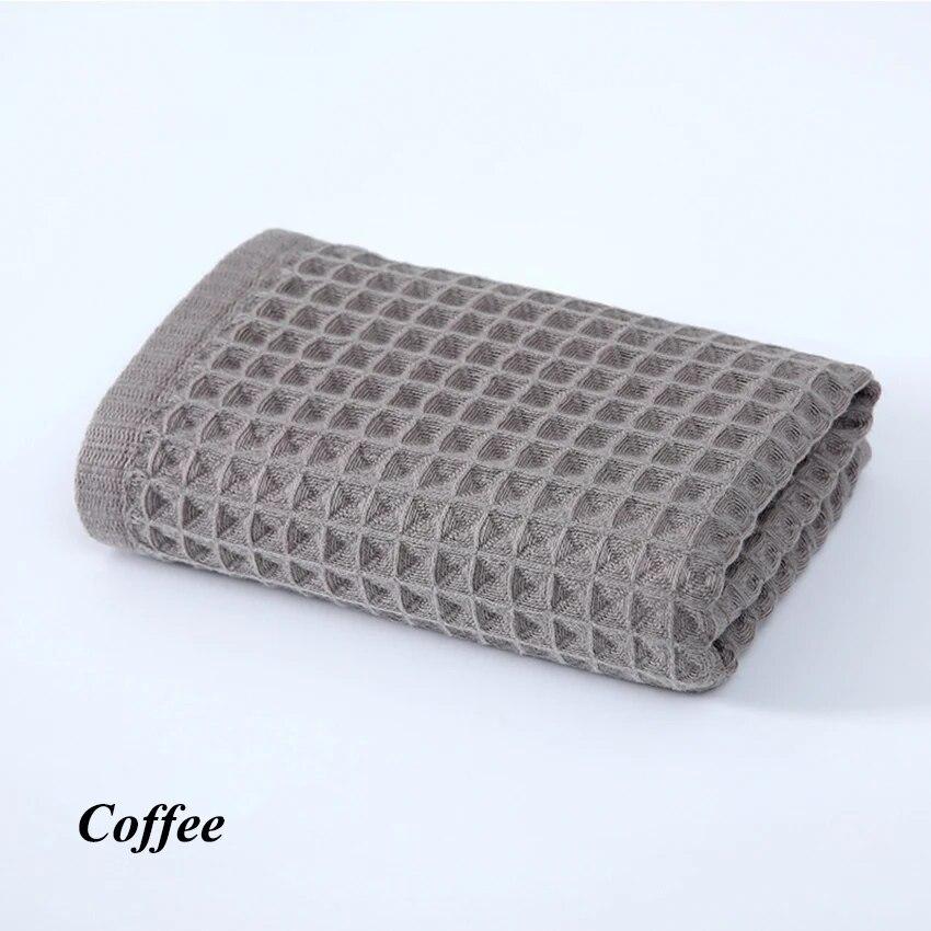 

Вафельное хлопковое банное полотенце, мягкое сотовое сильно впитывающее полотенце для душа для лица для взрослых и детей, домашняя ванная комната, душ, спа, плавание 34*74/70*140 см 34x74cm кофейный