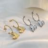 Personalized Light Luxury Irregular Peach Heart Earrings Women'S Niche Design Titanium Steel Heart Stud Earrings Ear Jewelry