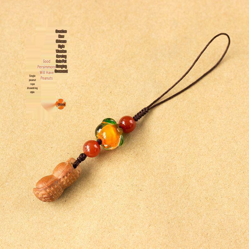 Sandalwood & Peach Wood Good Luck Pendant Keychain