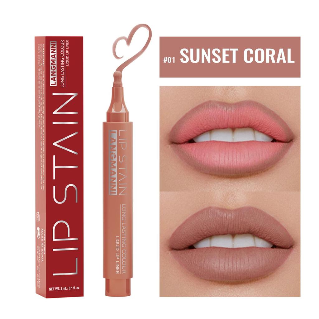 Makeup Lipstick Lips Dye Marker Pen Long-lasting Hydrating Waterproof Matte Lip Gloss Lipliner Contour Non-stick Cup Lip Stain