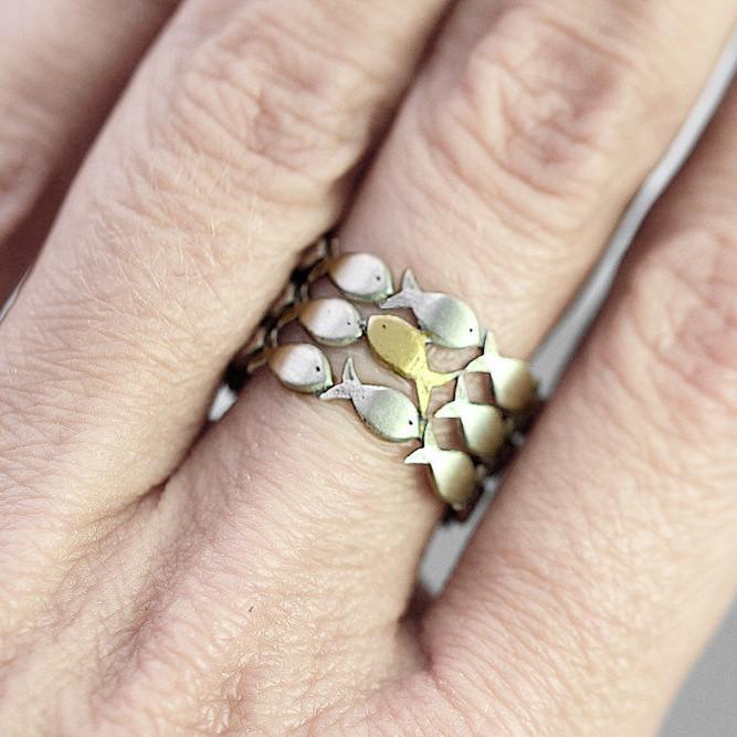 Handmade Two-Color European & American Open Fishnet Ring