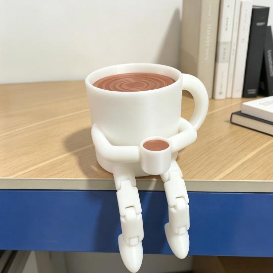 3D Printed Articulated Coffee Cup Figure, Movable Joint Desk Statue, Cute Coffee Bean Ornament, Creative Office Home Decor, Fun Birthday Gift