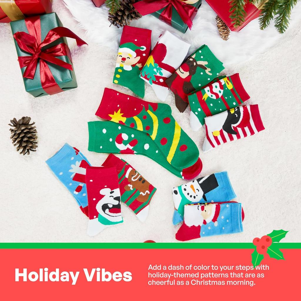 Pairs Christmas Socks Crew Women Holiday Birthday Gift JOYFY 12 for or Entertaining Play Safe Kid Friendly Fun 2