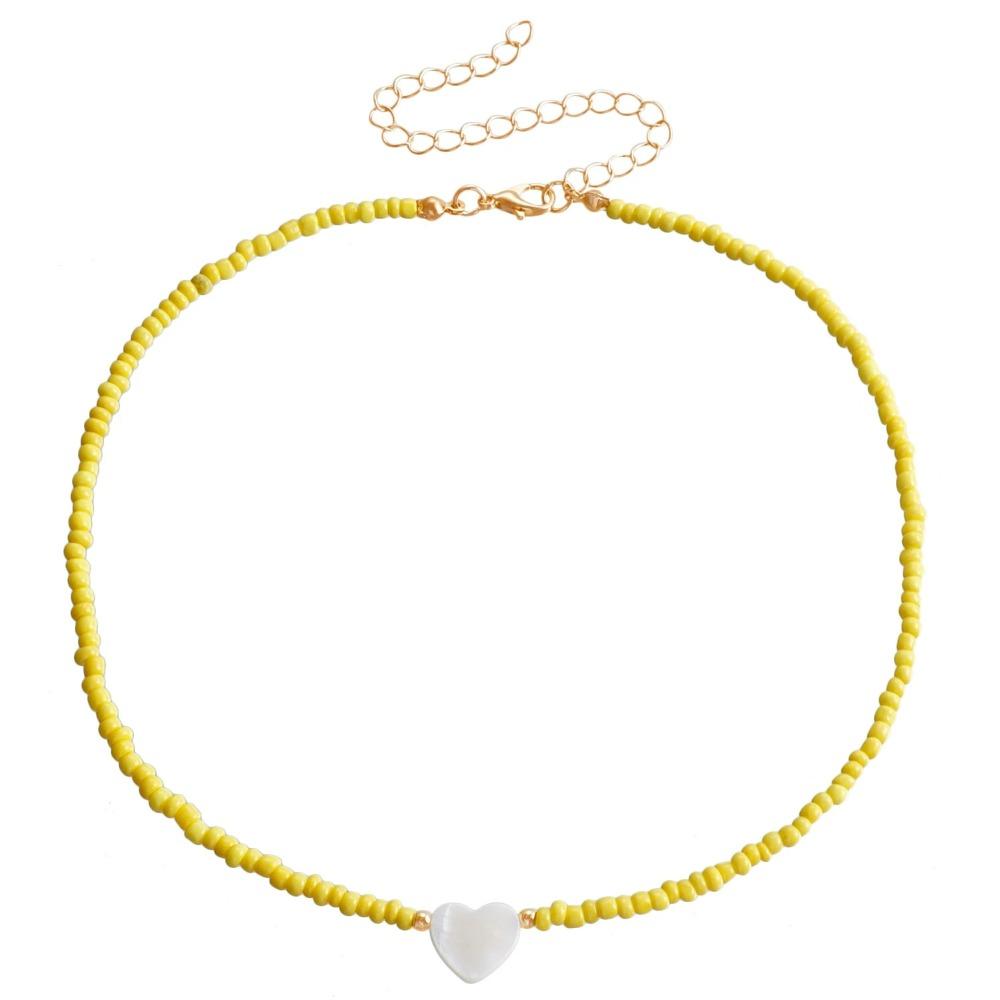 2025 New Personalized Natural Shell Love Heart Choker Simple Handmade Moon Bead Necklace for Women Fashion Accessories Gifts