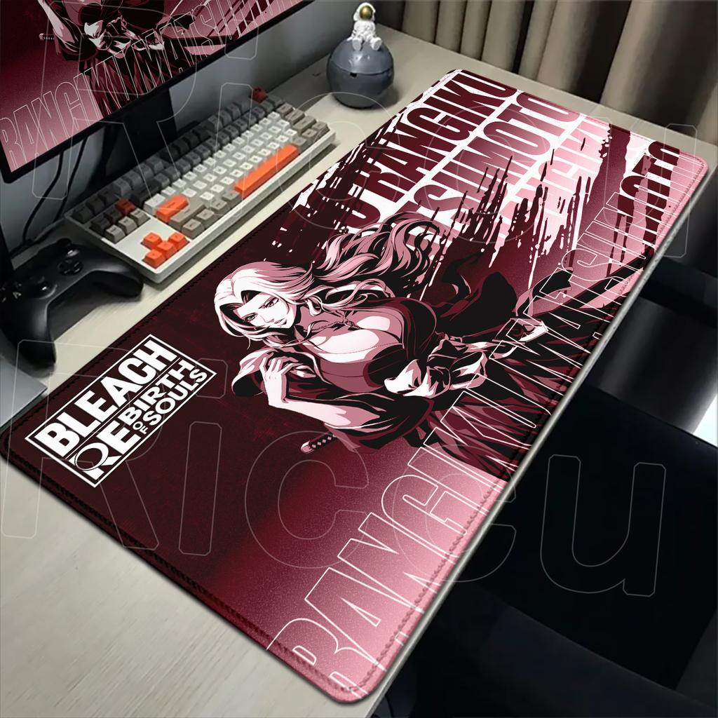 Large Gaming Mousepad Anime BLEACH Non-Slip Mouse Pad 40x90cm Computer Stitch Edge Keyboard Rug Matsumoto Rangiku Gamer Desk Mat