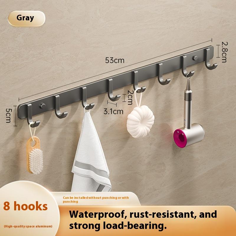 Space Aluminum Bathroom Hook No Drilling Strong Adhesive Coat Hook For Bathroom Kitchen Wall Mounted Clothes Hanger