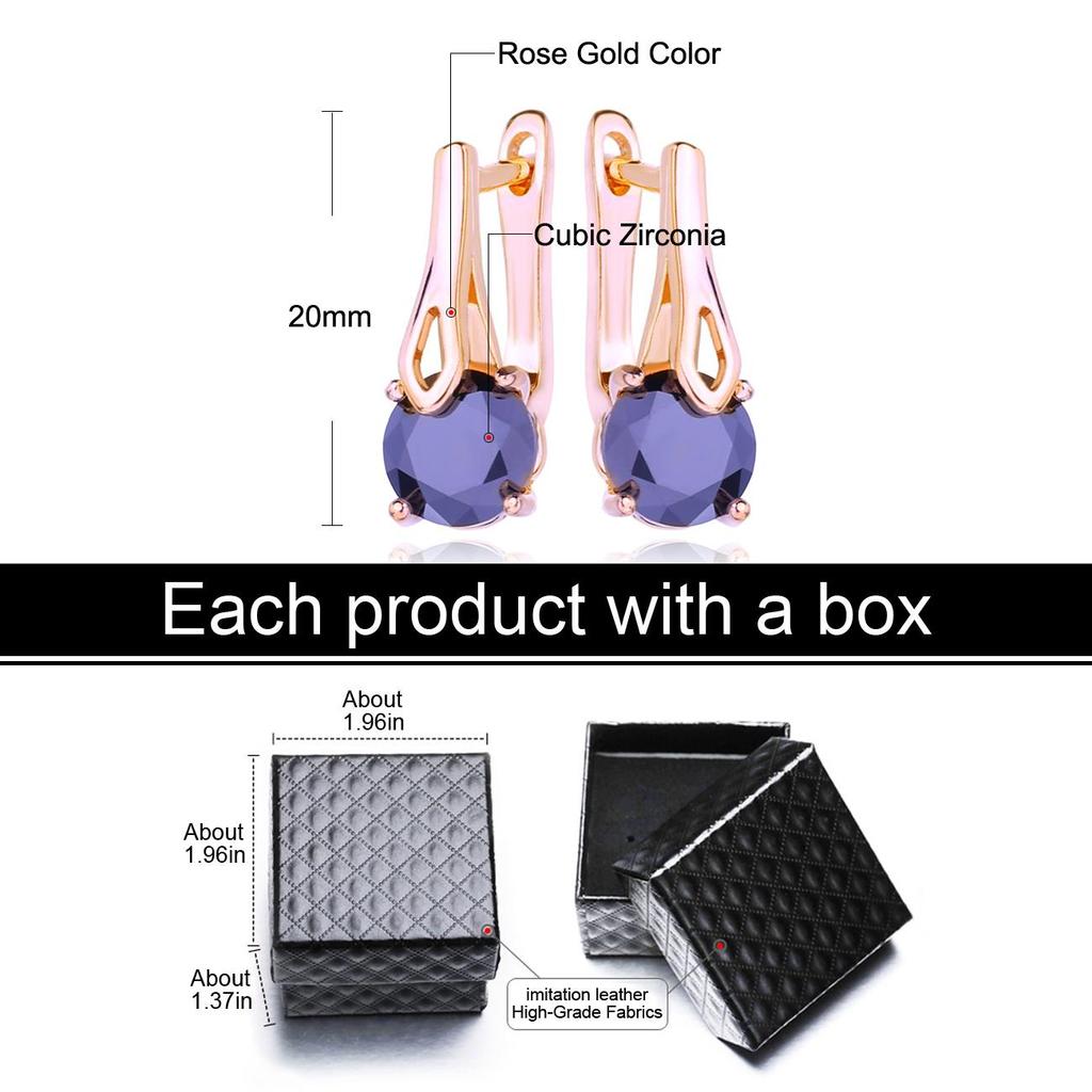 LSOOYH Clip Ohrringe Rose Gold Farbe Mode Ohrring Für Frauen Hohl Schwarz Zirkonia Ohrstecker Schmuck